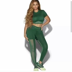 Adidas x Ivy Park Green Three Stripe Mesh Leggings Small NWT Sold Out Rare